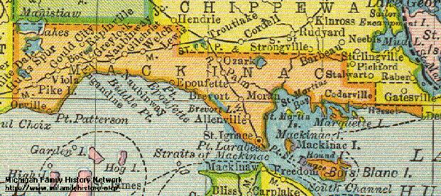 1904 Map of Mackinac County